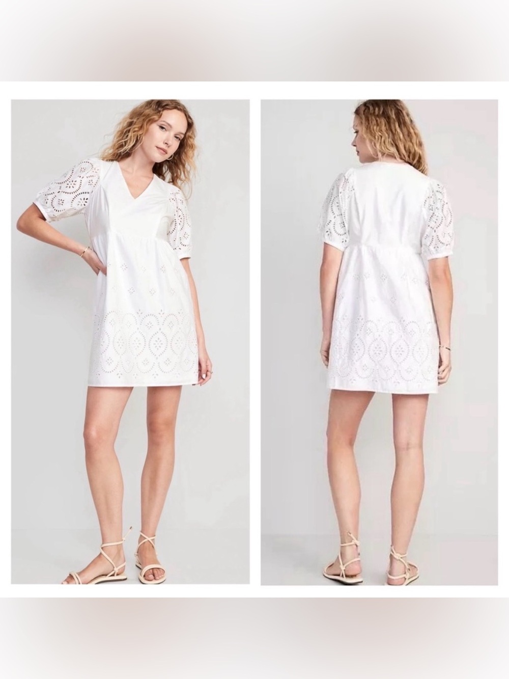 Old Navy v neck eyelet mini dress